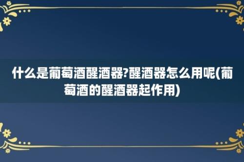 什么是葡萄酒醒酒器?醒酒器怎么用呢(葡萄酒的醒酒器起作用)