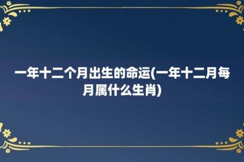 一年十二个月出生的命运(一年十二月每月属什么生肖)