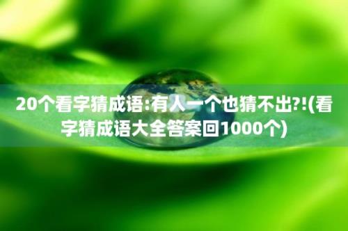 20个看字猜成语:有人一个也猜不出?!(看字猜成语大全答案回1000个)