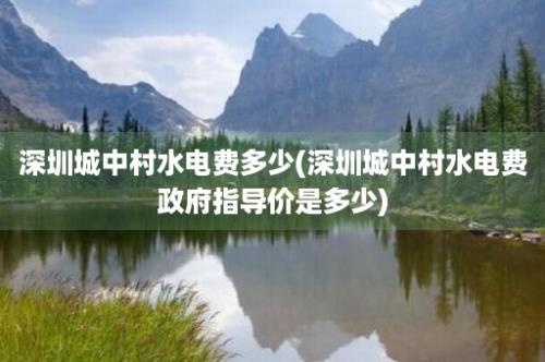 深圳城中村水电费多少(深圳城中村水电费政府指导价是多少)