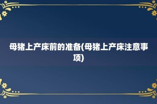 母猪上产床前的准备(母猪上产床注意事项)