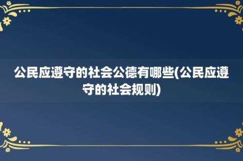 公民应遵守的社会公德有哪些(公民应遵守的社会规则)