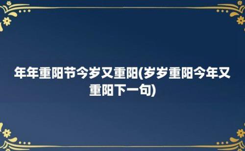 年年重阳节今岁又重阳(岁岁重阳今年又重阳下一句)