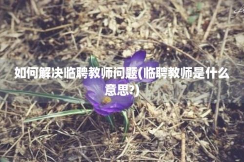 如何解决临聘教师问题(临聘教师是什么意思?)