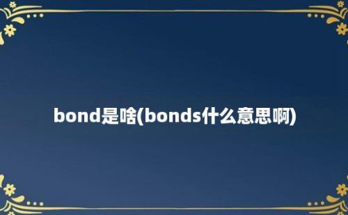 bond是啥(bonds什么意思啊)