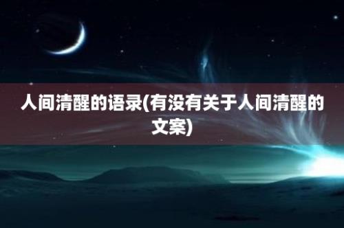 人间清醒的语录(有没有关于人间清醒的文案)