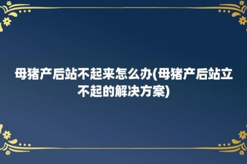 母猪产后站不起来怎么办(母猪产后站立不起的解决方案)