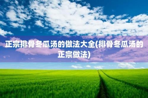 正宗排骨冬瓜汤的做法大全(排骨冬瓜汤的正宗做法)