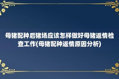 母猪配种后猪场应该怎样做好母猪返情检查工作(母猪配种返情原因分析)