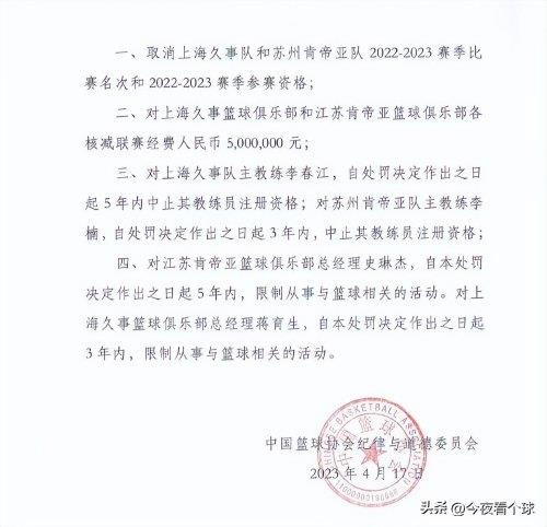  CBA假球事件处罚来了：李春江李楠晚节不保，合计处罚1000万，cba 假球