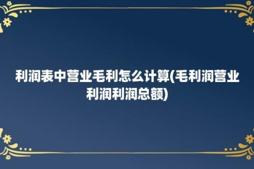 利润表中营业毛利怎么计算(毛利润营业利润利润总额)