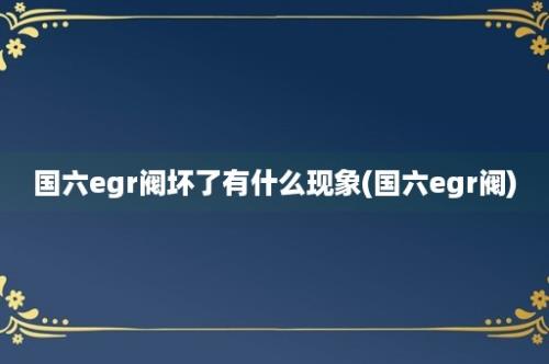 国六egr阀坏了有什么现象(国六egr阀)