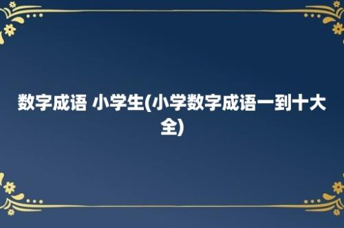 数字成语 小学生(小学数字成语一到十大全)