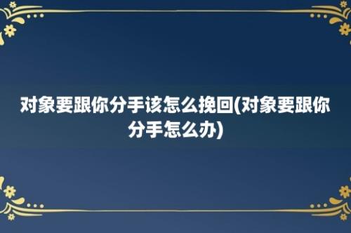 对象要跟你分手该怎么挽回(对象要跟你分手怎么办)