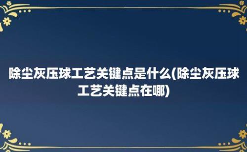 除尘灰压球工艺关键点是什么(除尘灰压球工艺关键点在哪)