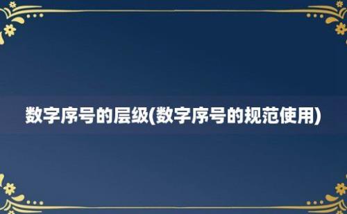 数字序号的层级(数字序号的规范使用)