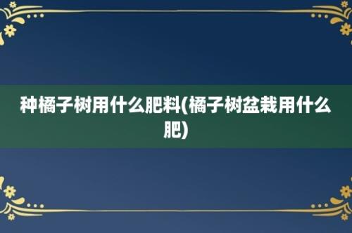 种橘子树用什么肥料(橘子树盆栽用什么肥)