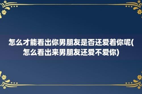 怎么才能看出你男朋友是否还爱着你呢(怎么看出来男朋友还爱不爱你)