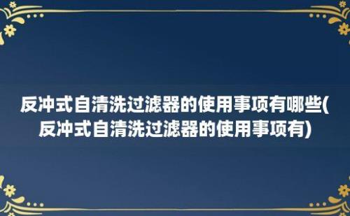 反冲式自清洗过滤器的使用事项有哪些(反冲式自清洗过滤器的使用事项有)