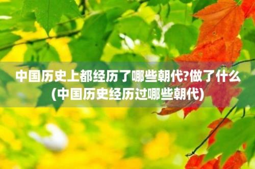 中国历史上都经历了哪些朝代?做了什么(中国历史经历过哪些朝代)