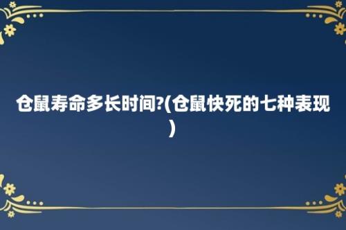 仓鼠寿命多长时间?(仓鼠快死的七种表现)