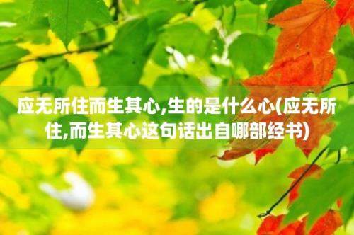 应无所住而生其心,生的是什么心(应无所住,而生其心这句话出自哪部经书)