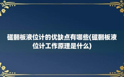 磁翻板液位计的优缺点有哪些(磁翻板液位计工作原理是什么)