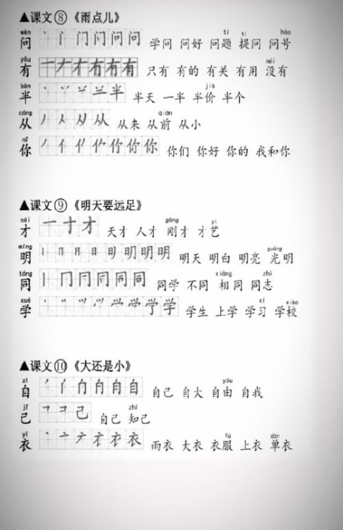 一年级语文上册生字笔顺、组词大全(人教版小学语文一年级上册生字笔顺)