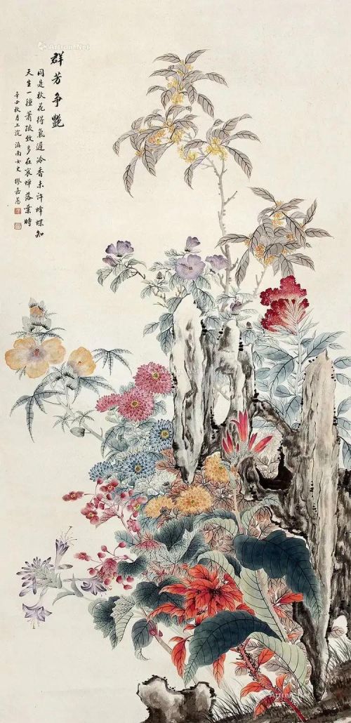 名家花鸟画《争艳图》欣赏图片(名家花鸟画《争艳图》欣赏作品)