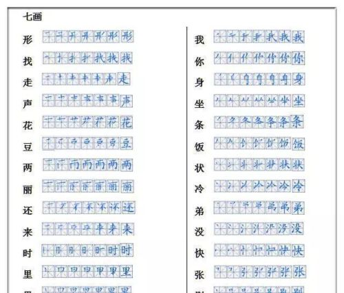 一年级语文生字笔画笔顺表(一年级所有生字笔顺)