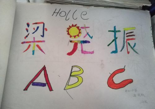 小学生名字装饰美术(小学生作品展示名字)