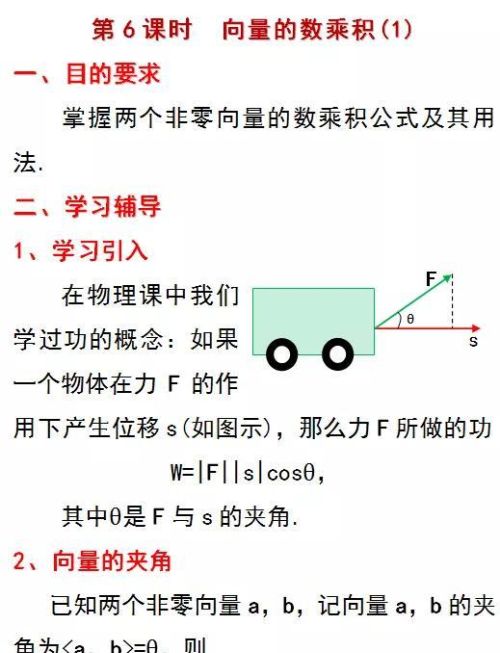 高中数学向量乘积公式(高中数学向量的乘法)