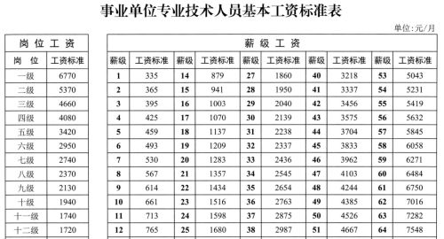 事业单位专业技术人员薪级工资标准(事业单位专业技术岗位工资如何晋级)