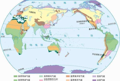 地理第四章世界的气候(世界六大板块与火山地震带分布图)