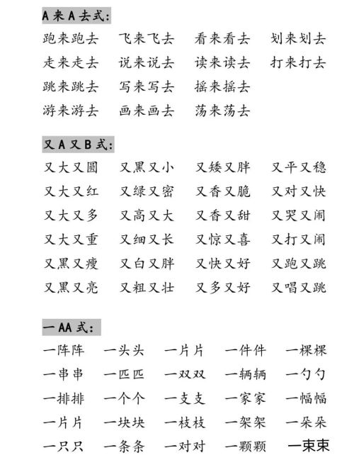 aabb叠词大全一年级(aab叠词大全)