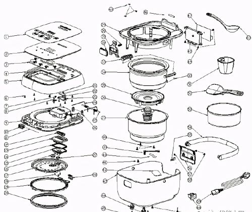 惠而浦WRC-CS221P电饭煲结构组成及常见故障维修