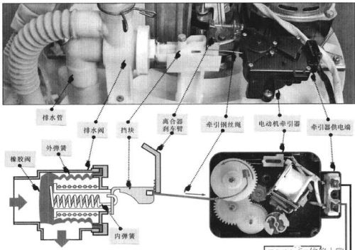 波轮式洗衣机排水阀的结构及原理