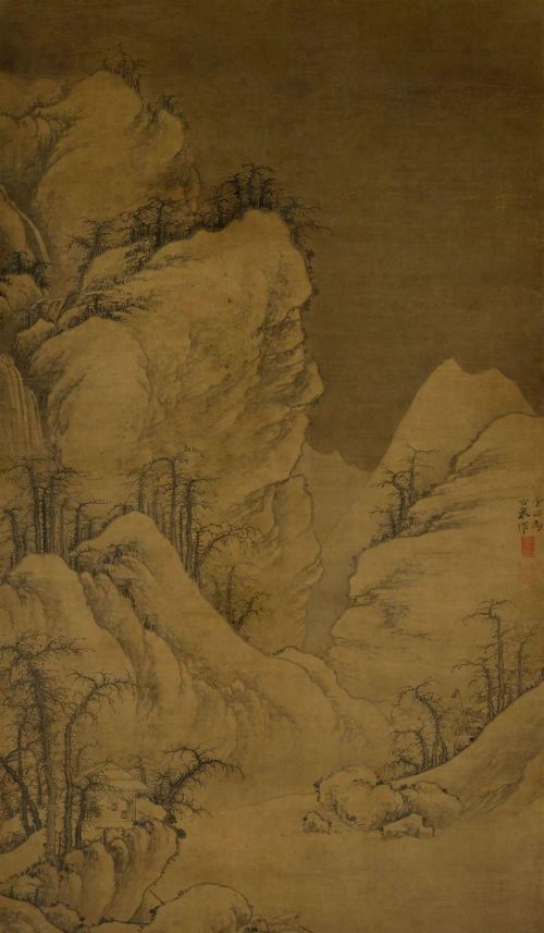 古代雪景山水画(古代雪景简笔画)