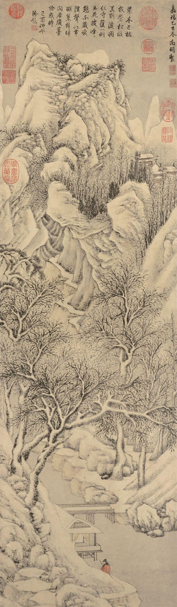 古代雪景山水画(古代雪景简笔画)