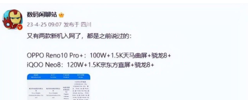 iQOO Neo8入网，部分核心参数曝光，这价格没对手