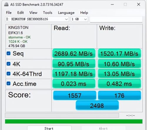 尤大师HP8-C3 USB4硬盘盒实测金士顿KC3000 500GB测速分享