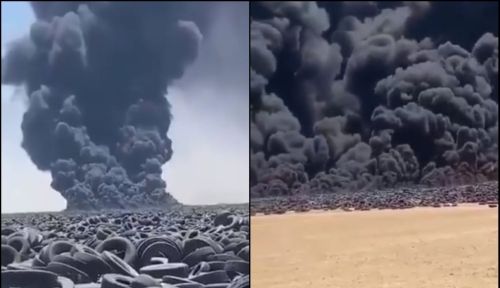世界最大“轮胎坟场”：700万条废旧轮胎没人管，引发三次火灾