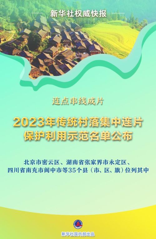新华社权威快报丨2023年传统村落集中连片保护利用示范名单公布