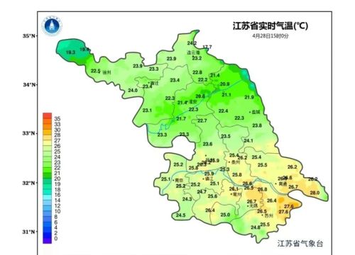 5月1日江苏最高气温28℃！但注意暴雨和大风要来串个门