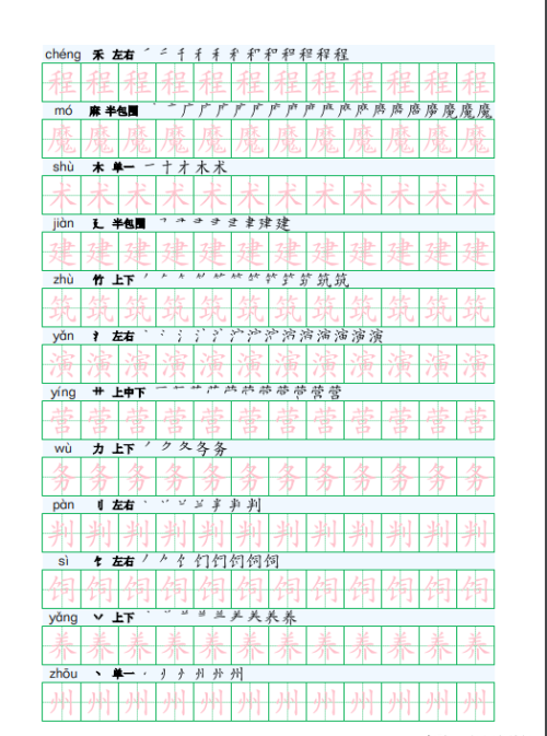 人教版二年级下册识字表田字格字帖(二年级下册语文生字注音田字格)