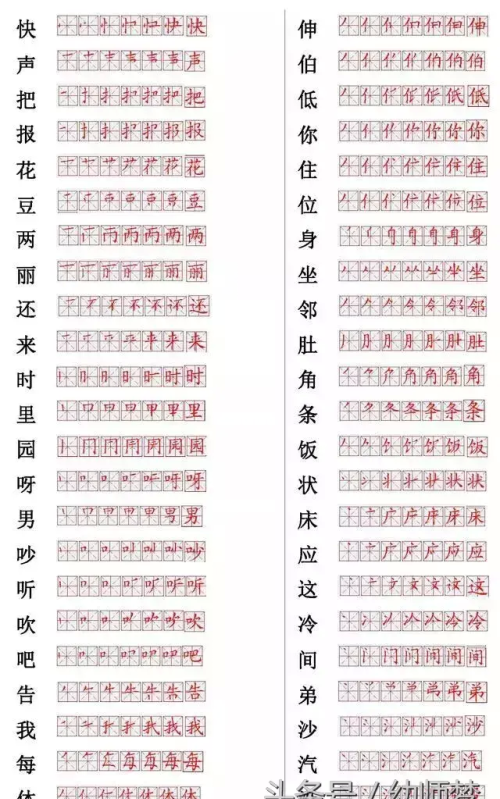 小学生560个汉字笔画笔顺表(小学560个汉字的笔画顺序)