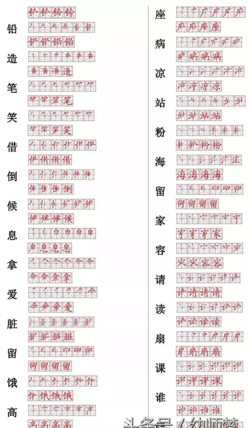 小学生560个汉字笔画笔顺表(小学560个汉字的笔画顺序)