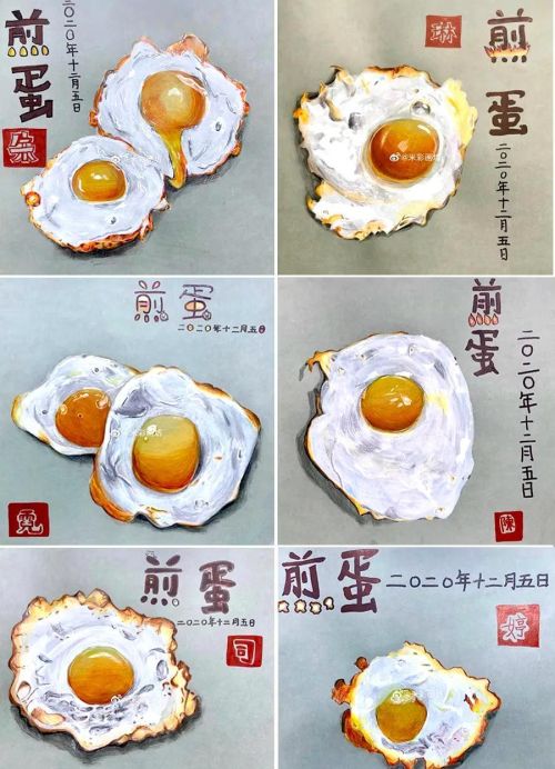 煎蛋彩铅作品(煎蛋绘画素材)