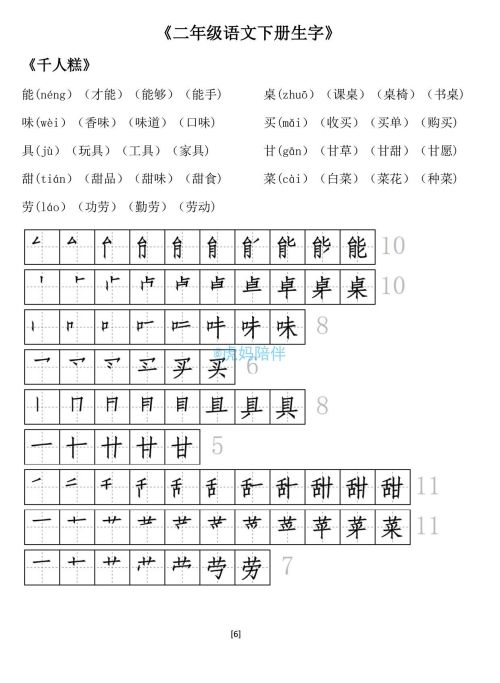 二年级下册生字笔顺打印版(二年级语文下册生字拼音组词笔顺怎么写)