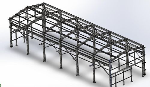 钢结构厂房三维图(solidworks怎么做钢结构厂房)